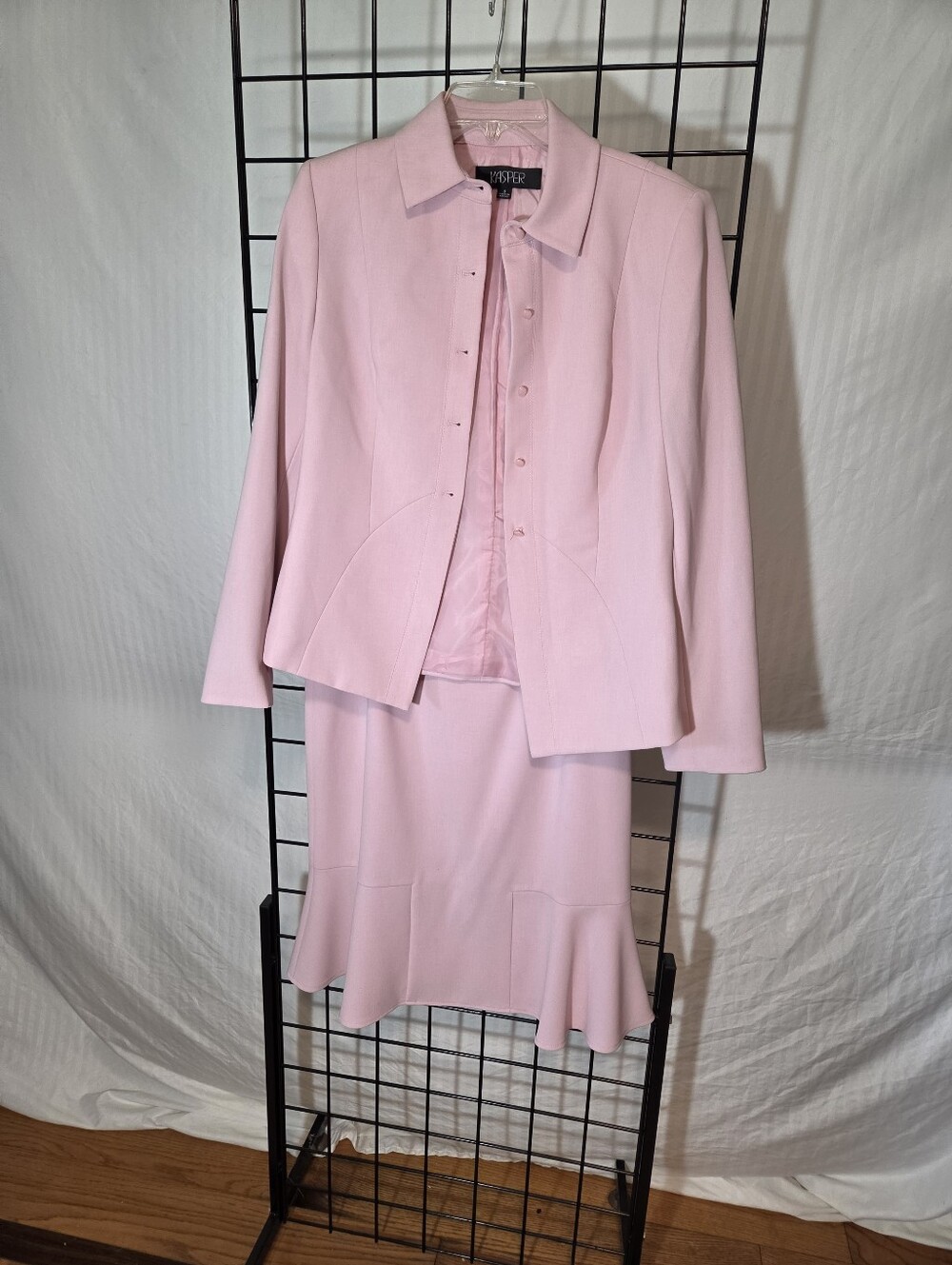 Kasper Light Pink High-Low Skirt Suit with Blazer